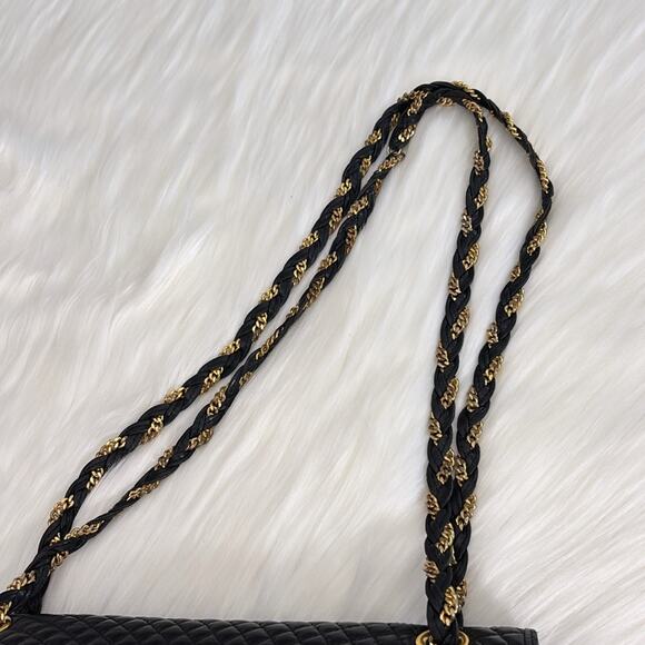 BALLY Quilted Chain Shoulder Bag Leather Black Gold Authentic - Picture 12 of 16